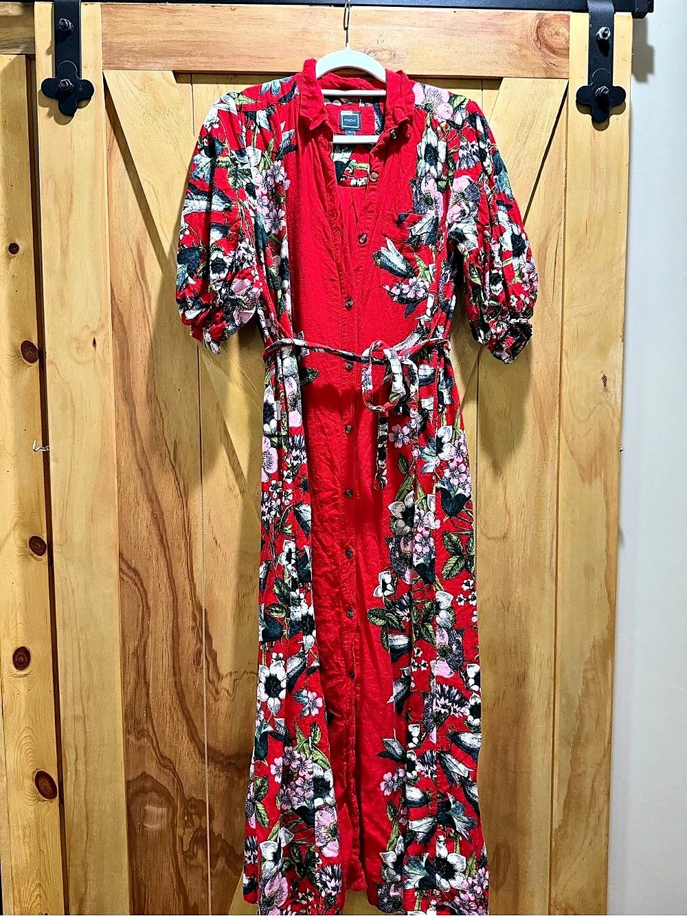 Maeve Floral Maxi Dress Red & Black Small Like New